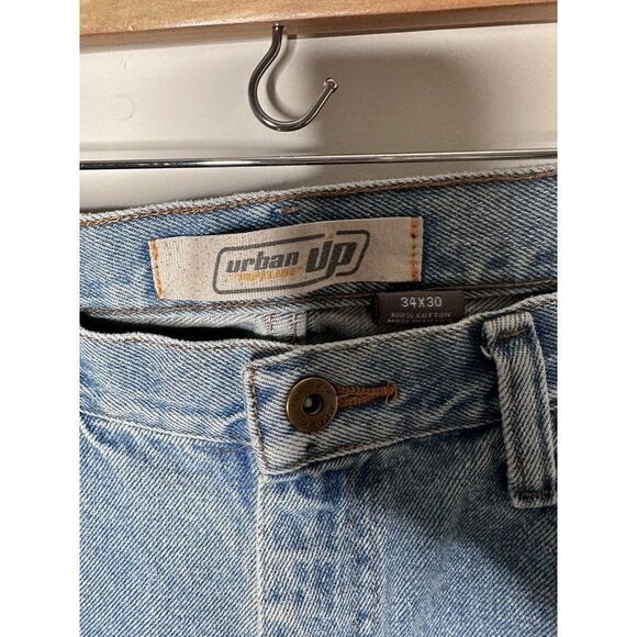 Y2K Denim Skater Streetwear Loose Fit Straight Leg Jeans Men's 34x30 Baggy - Picture 2 of 8